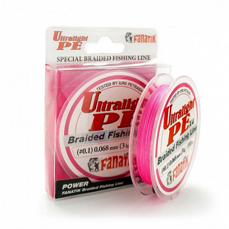 Шнур FANATIK ULTRALIGHT PE X4, 0.068 mm, 100m pink