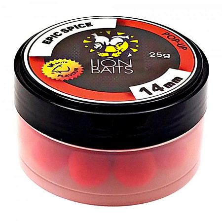 LION BAITS бойлы 14 мм плавающие Epic Spise банка 25г