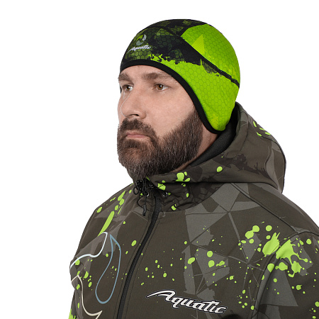 Шапка теплая Aquatic softshell с флисом (цвет CAMO LIME KHAKI)